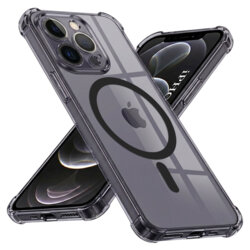 Husa iPhone 12 Pro Techsuit Shockproof Clear Silicone MagSafe, fumuriu