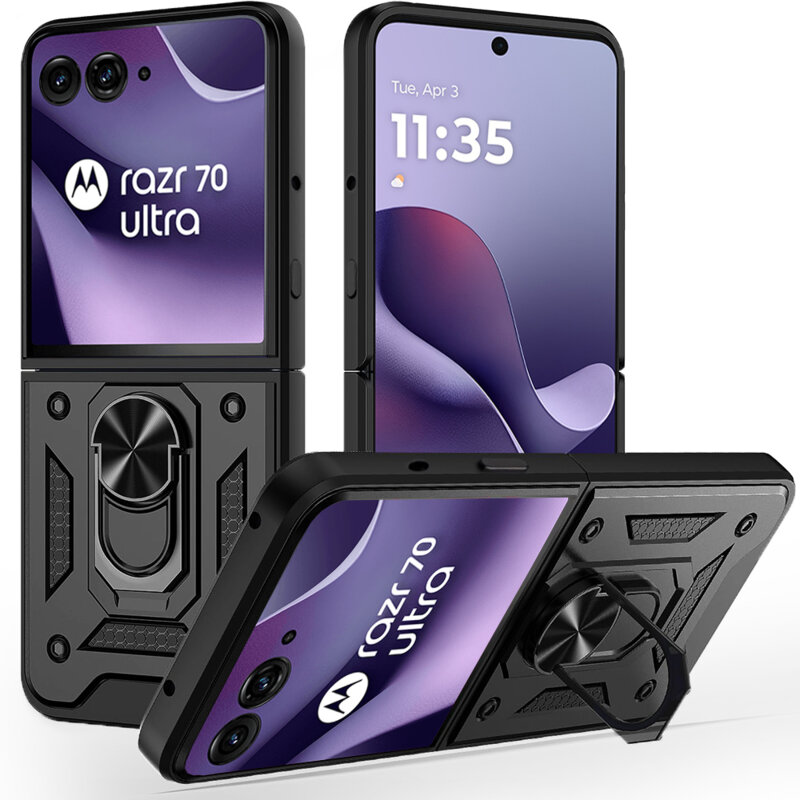 Husa Motorola Razr 70 Ultra protectie camera Techsuit CamShield Series, negru
