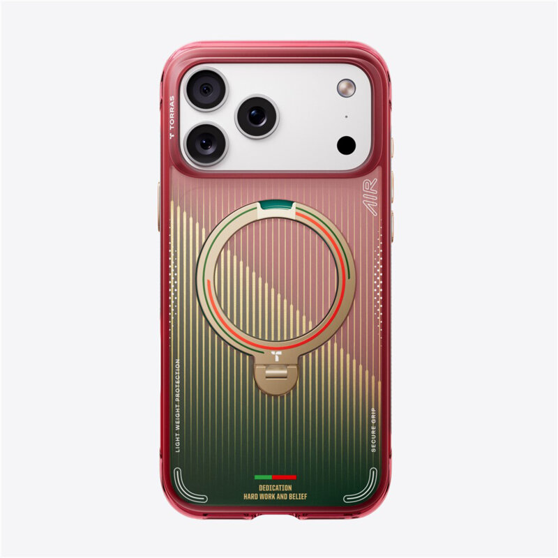 Husa iPhone 17 Pro Torras Ostand Q3 Air Series, rosu/verde