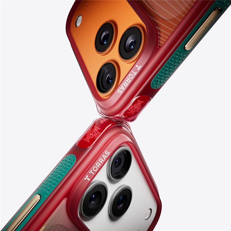 Husa iPhone 17 Pro Torras Ostand Q3 Air Series, rosu/verde