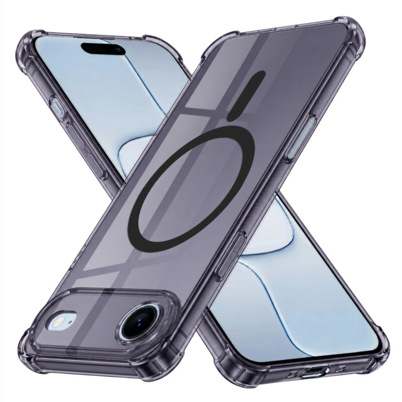 Husa iPhone 17 Air Techsuit Shockproof Clear Silicone MagSafe, fumuriu