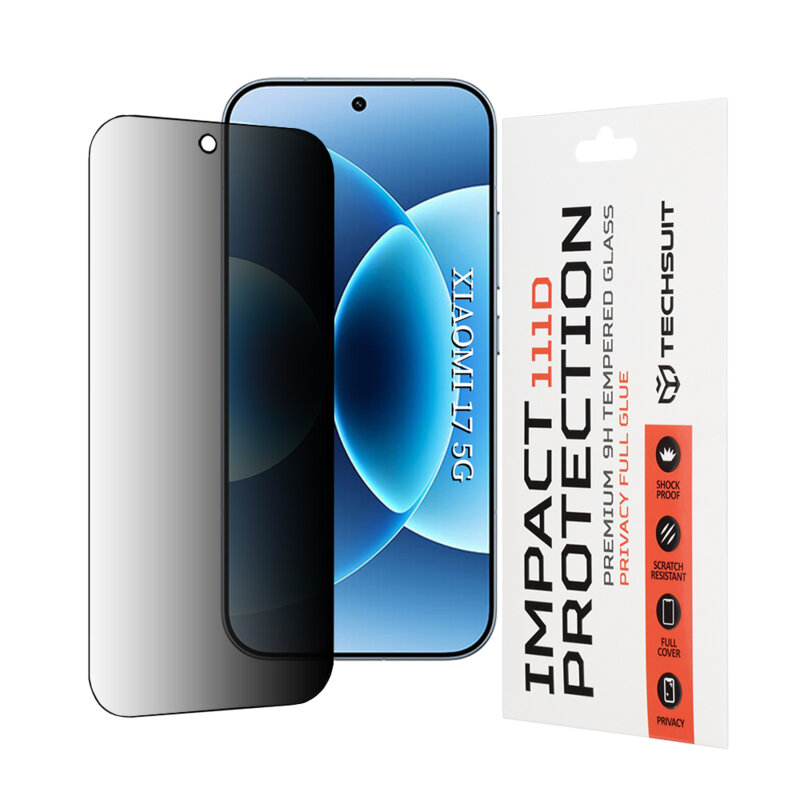 Folie sticla Xiaomi 17 Techsuit 111D Privacy Full Glue, negru