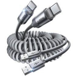 Cablu USB la USB-C optimizat CarPlay, Android Auto Lisen, 3A, gri