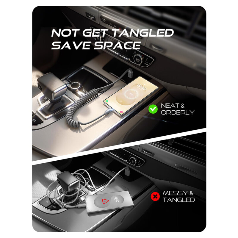 Cablu USB la USB-C optimizat CarPlay, Android Auto Lisen, 3A, gri