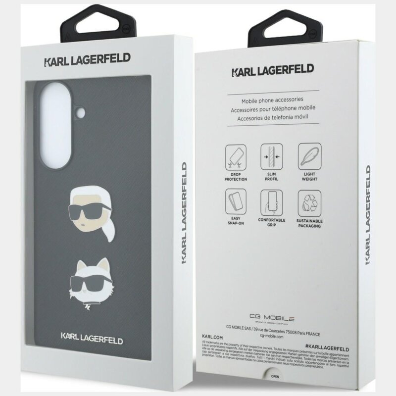 Husa Samsung Galaxy A37 5G Karl Lagerfeld Hardcase K&C Heads Pins and Logo, negru, KLHCSA37PSFDHPOK