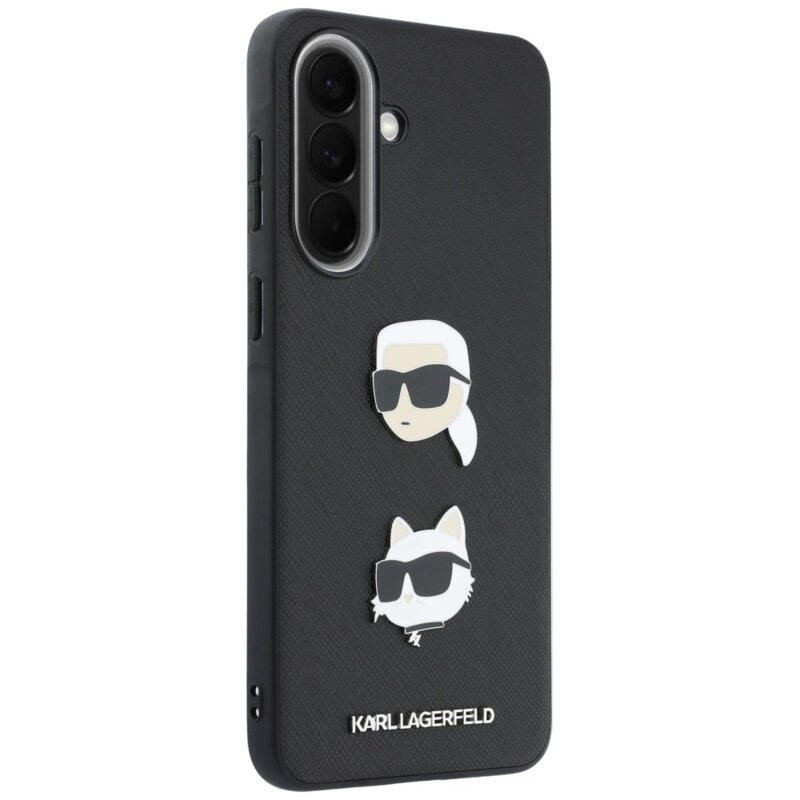 Husa Samsung Galaxy A57 5G Karl Lagerfeld Hardcase K&C Heads Pins and Logo, negru, KLHCSA57PSFDHPOK
