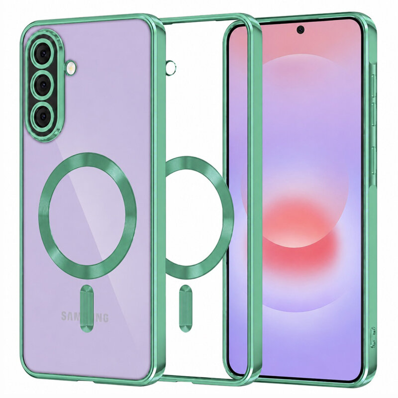 Husa premium Samsung Galaxy A37 5G Techsuit Luxury Crystal MagSafe, verde deschis