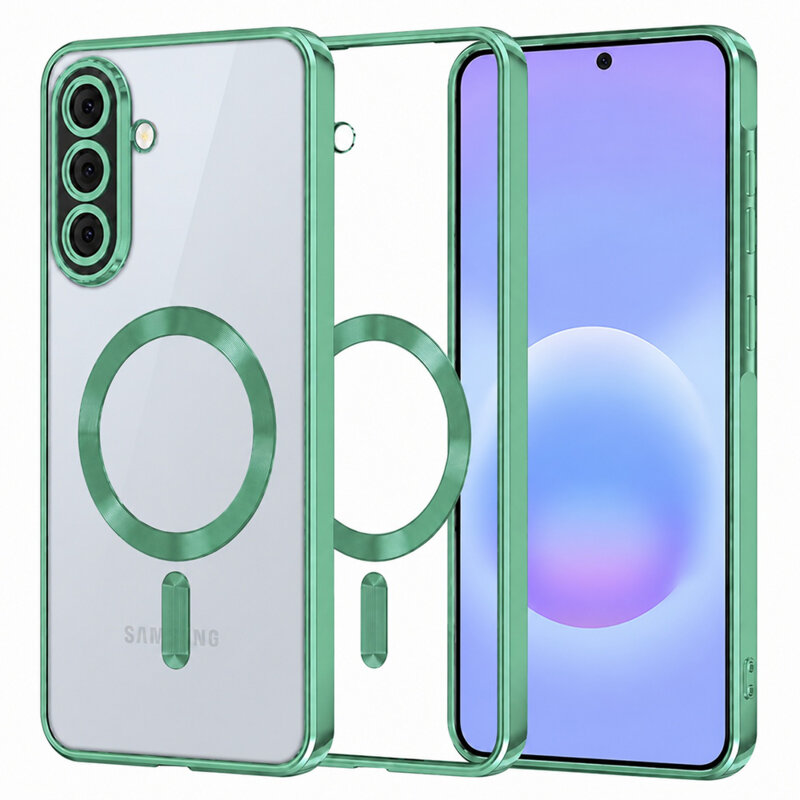 Husa premium Samsung Galaxy A57 5G Techsuit Luxury Crystal MagSafe, verde deschis