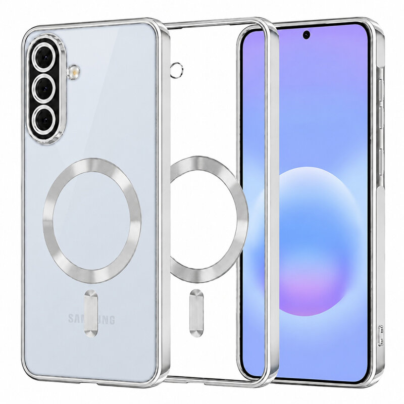 Husa premium Samsung Galaxy A57 5G Techsuit Luxury Crystal MagSafe, argintiu