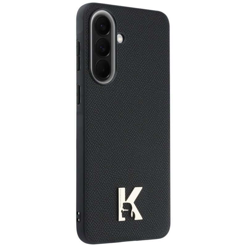 Husa Samsung Galaxy A57 5G Karl Lagerfeld Hardcase Leather with K Head Logo, negru