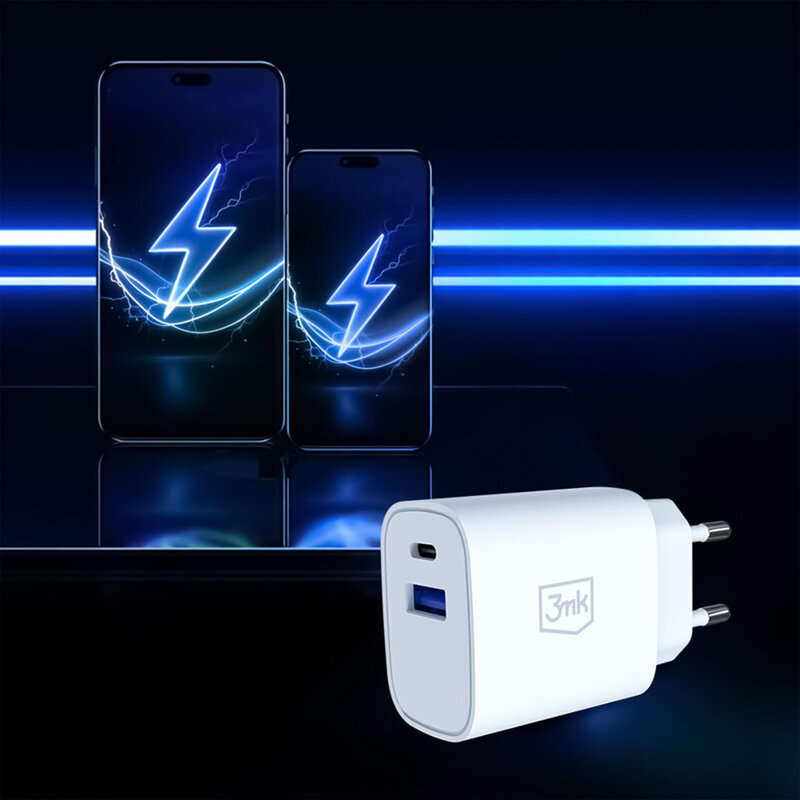 Incarcator de priza USB, Type-C 25W, QC4, 3mk, alb