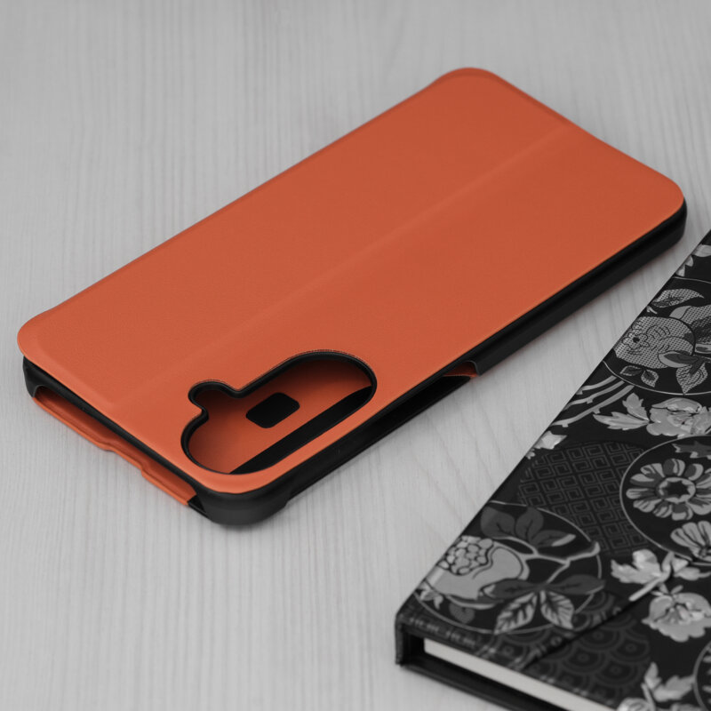 Husa Samsung Galaxy A27 5G Eco Leather View flip tip carte, portocaliu