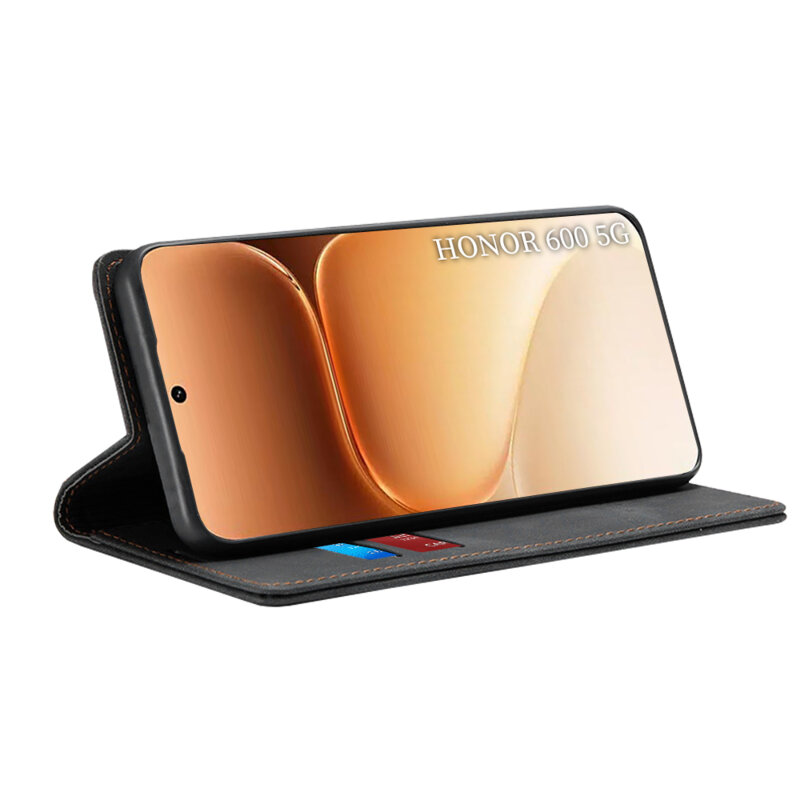 Husa piele Honor 600 Techsuit Confy Cover, negru