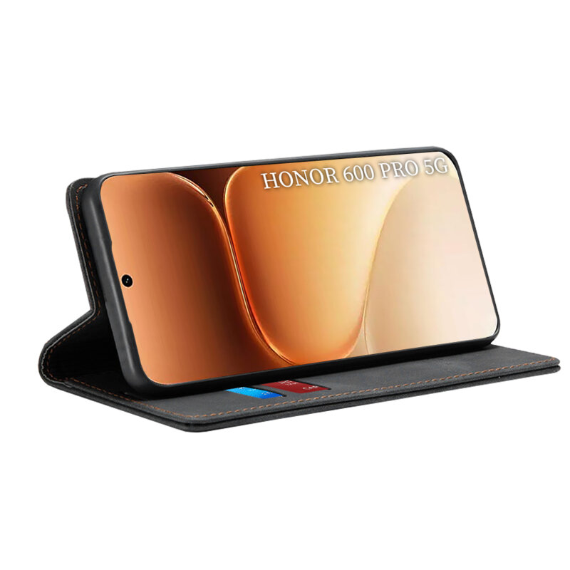 Husa piele Honor 600 Pro Techsuit Confy Cover, negru