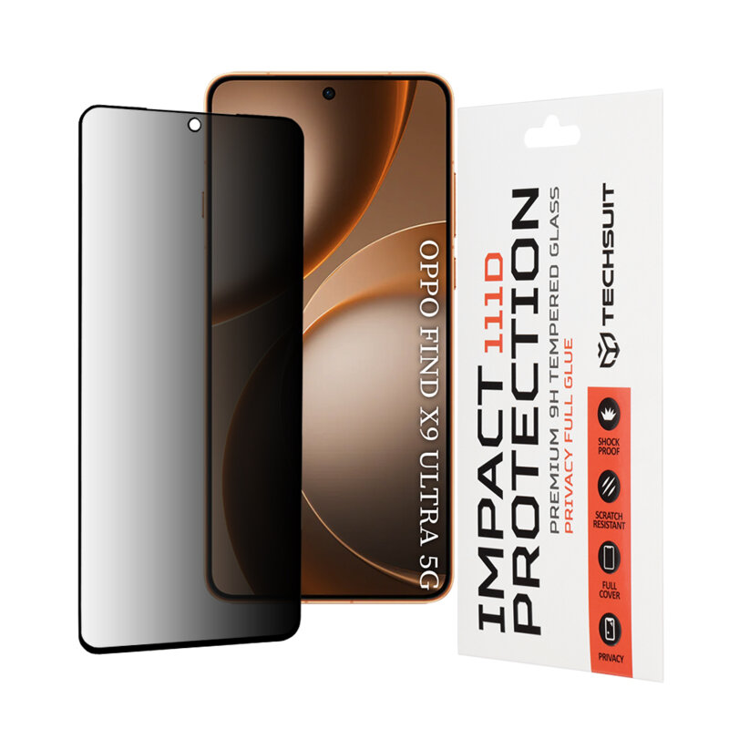 Folie sticla Oppo Find X9 Ultra Techsuit 111D Privacy Full Glue, negru