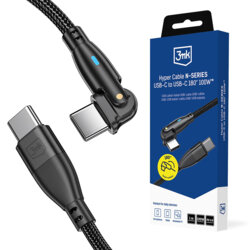 Cablu date Type-C forma L 100W, 20V/5A 3mk Hyper N, 1m, negru