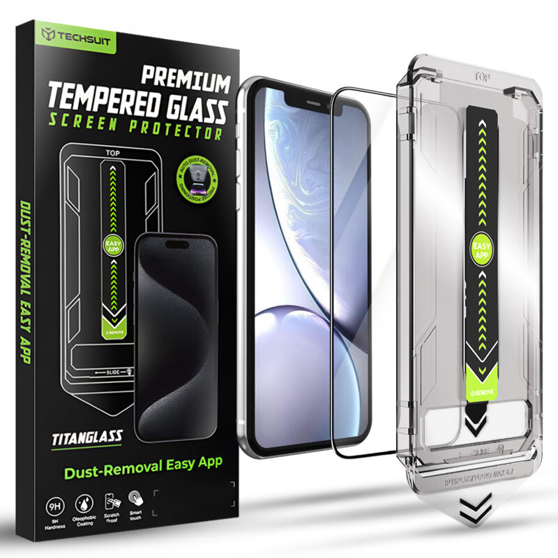 Folie iPhone XR Techsuit TitanGlass FullCover, negru