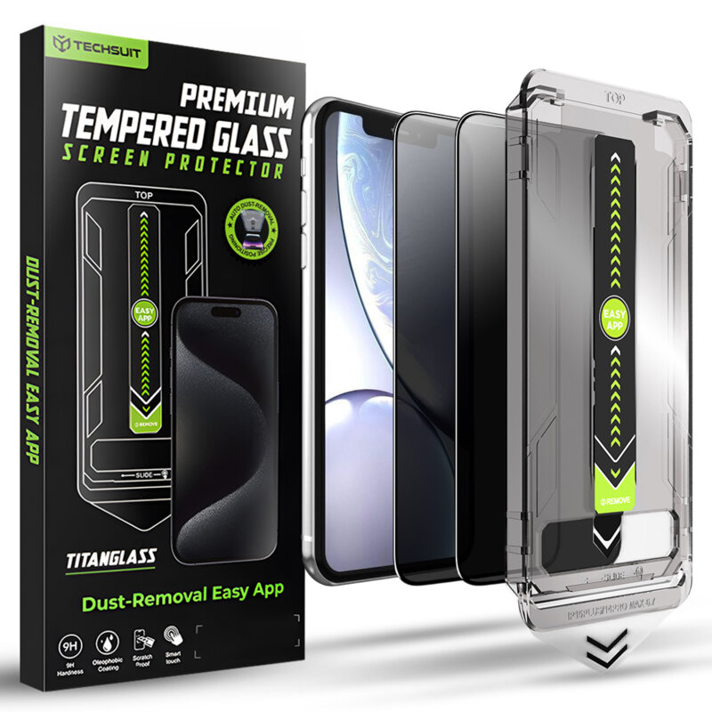 [Pachet 2x] Folie iPhone XR Techsuit TitanGlass FullCover, privacy