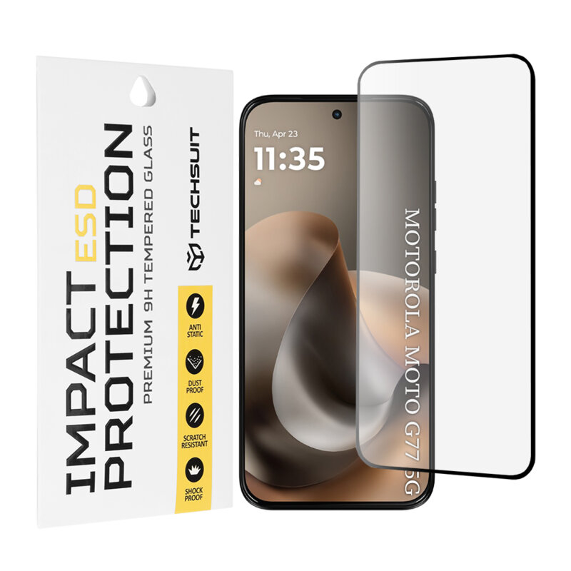 Folie sticla Motorola Moto G77 Techsuit ESD Glass, negru