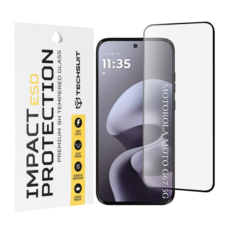 Folie sticla Motorola Moto G67 Techsuit ESD Glass, negru