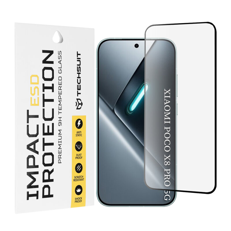 Folie sticla Xiaomi Poco X8 Pro Techsuit ESD Glass, negru