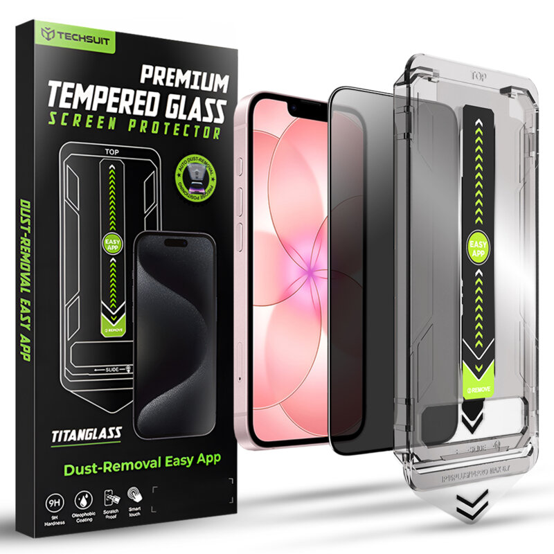 Folie iPhone 17e Techsuit TitanGlass FullCover, privacy