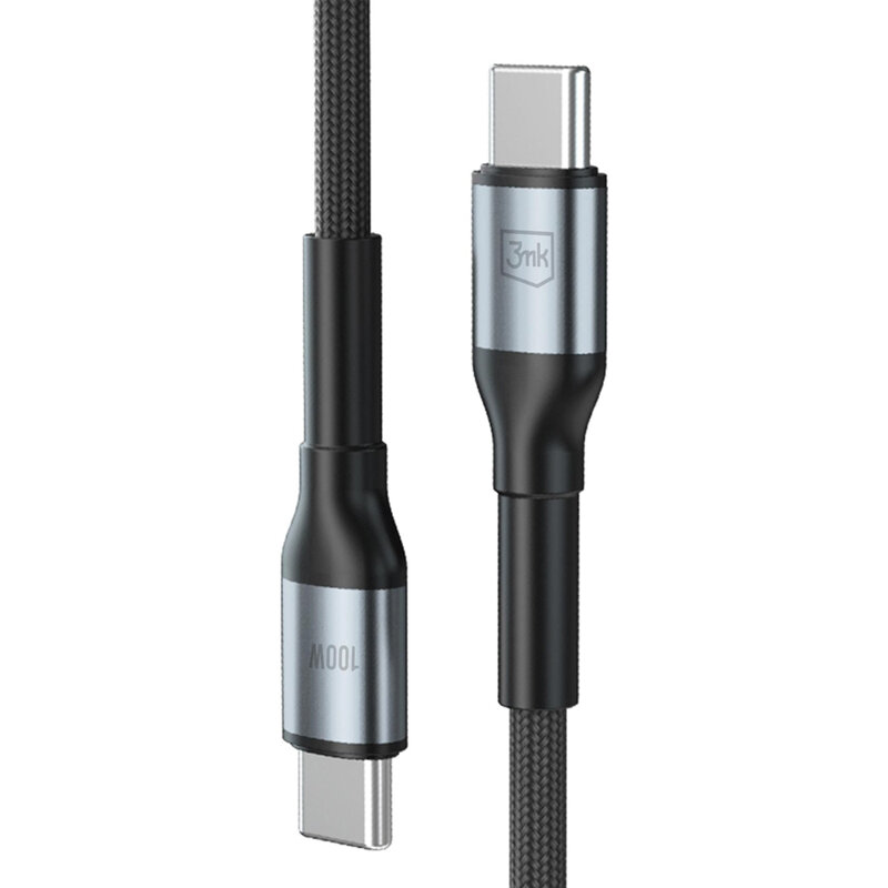Cablu de incarcare Type-C Fast Charge 3mk Hyper N, alb, 100W, 3m