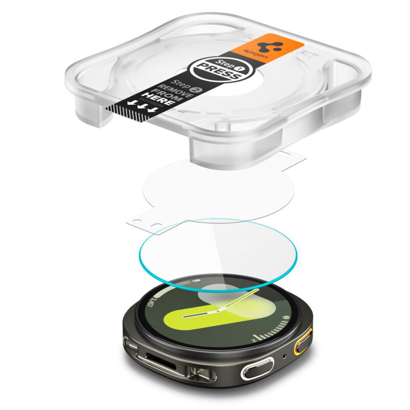 [Pachet 2x] Folie Samsung Galaxy Watch9 44mm Spigen Glas.tR EZ Fit, transparenta