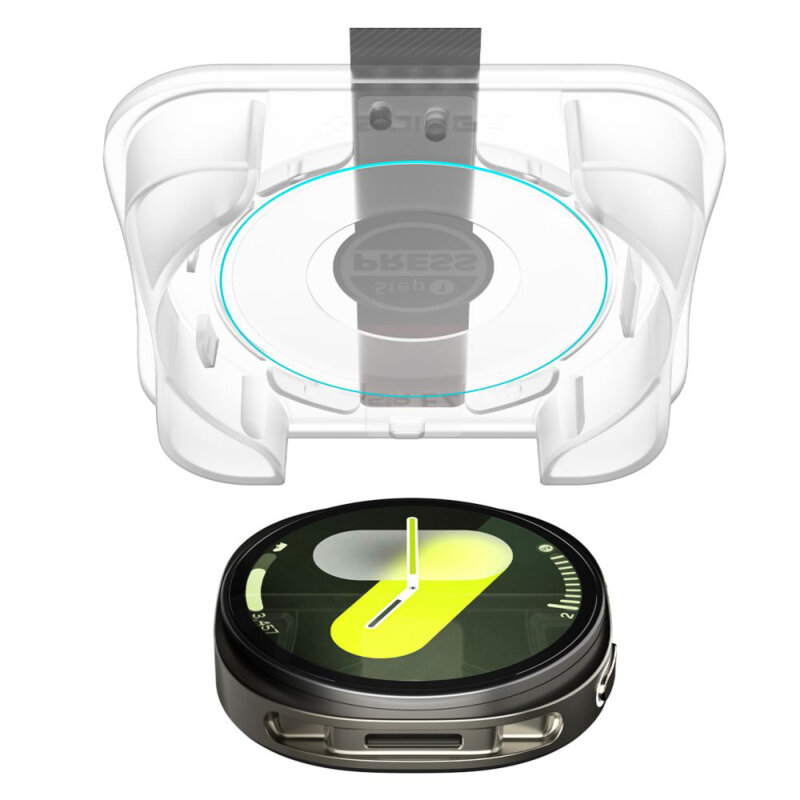 [Pachet 2x] Folie Samsung Galaxy Watch9 44mm Spigen Glas.tR EZ Fit, transparenta