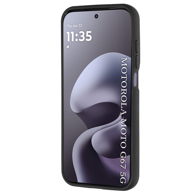 Husa Motorola Moto G67 Techsuit Glinth cu inel suport stand magnetic, negru