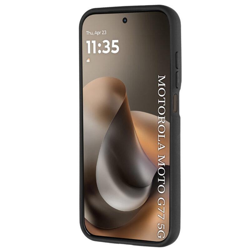 Husa Motorola Moto G77 Techsuit Glinth cu inel suport stand magnetic, negru