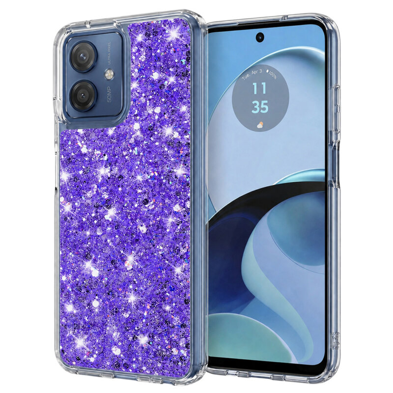 Husa cu sclipici Motorola Moto G14 Techsuit Sparkly Glitter, mov