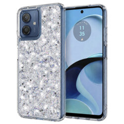Husa cu sclipici Motorola Moto G14 Techsuit Sparkly Glitter, alb