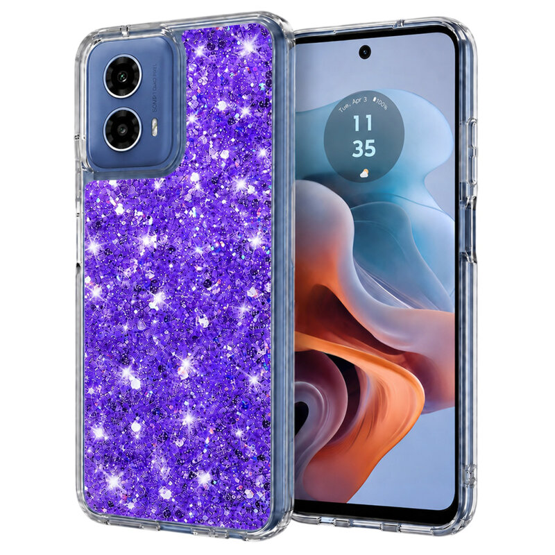 Husa cu sclipici Motorola Moto G34 Techsuit Sparkly Glitter, mov