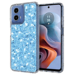 Husa cu sclipici Motorola Moto G34 Techsuit Sparkly Glitter, bleu