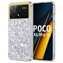 Husa cu sclipici Xiaomi Poco X6 Pro Techsuit Sparkly Glitter, alb
