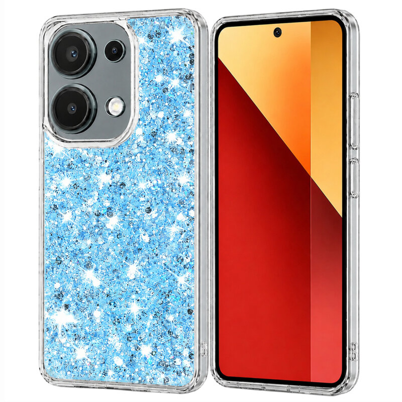Husa cu sclipici Xiaomi Poco M6 Pro 4G Techsuit Sparkly Glitter, bleu