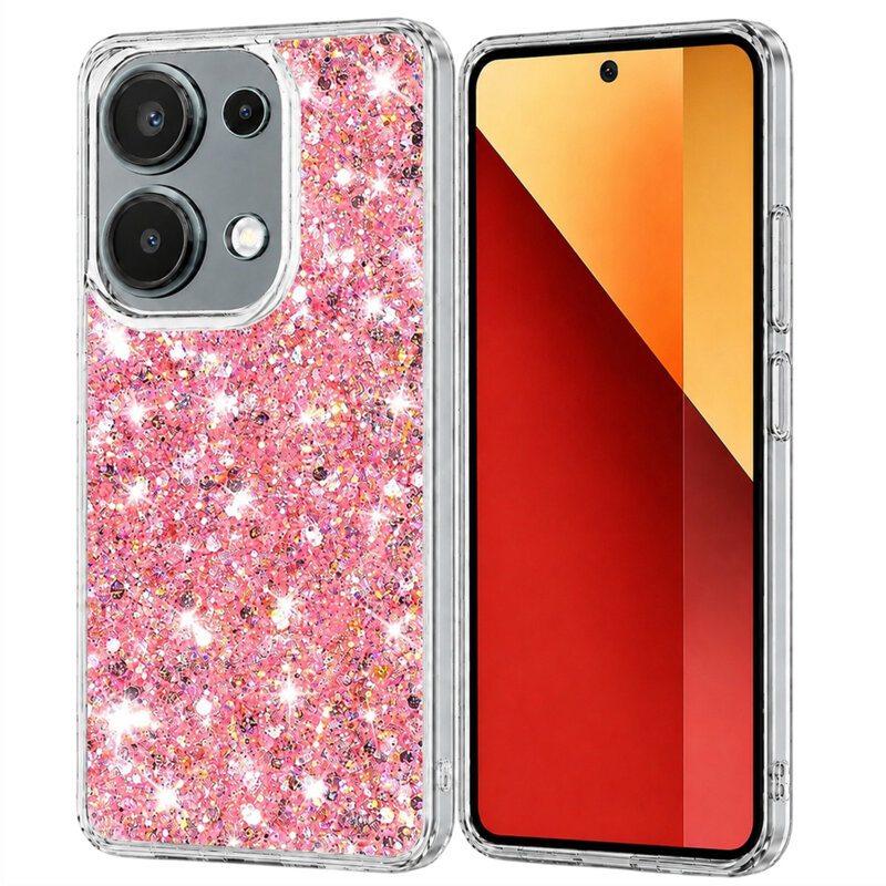 Husa cu sclipici Xiaomi Redmi Note 13 Pro 4G Techsuit Sparkly Glitter, roz