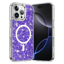 Husa cu sclipici iPhone 16 Pro Max Techsuit Sparkly Glitter MagSafe, mov