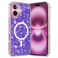 Husa cu sclipici iPhone 16 Plus Techsuit Sparkly Glitter MagSafe, mov