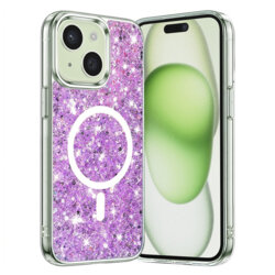Husa cu sclipici iPhone 15 Plus Techsuit Sparkly Glitter MagSafe, magenta