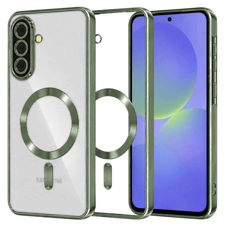 Husa premium Samsung Galaxy A36 5G Techsuit Luxury Crystal MagSafe, verde inchis