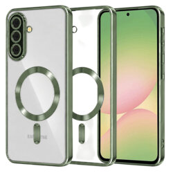 Husa premium Samsung Galaxy A56 5G Techsuit Luxury Crystal MagSafe, verde inchis