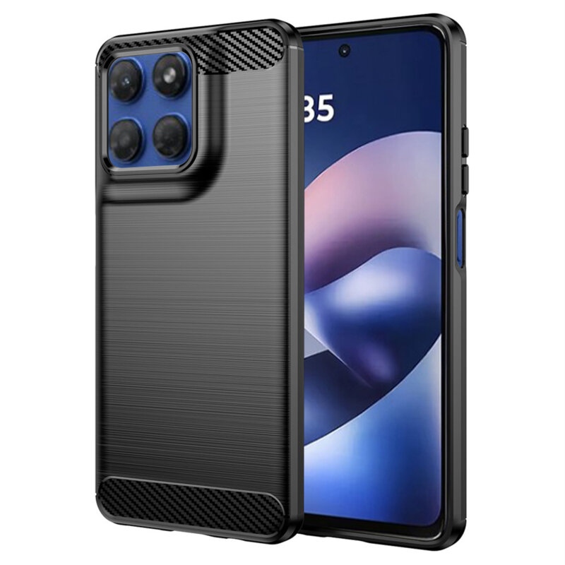Husa Motorola Moto G57 Power Techsuit Carbon Silicone, negru