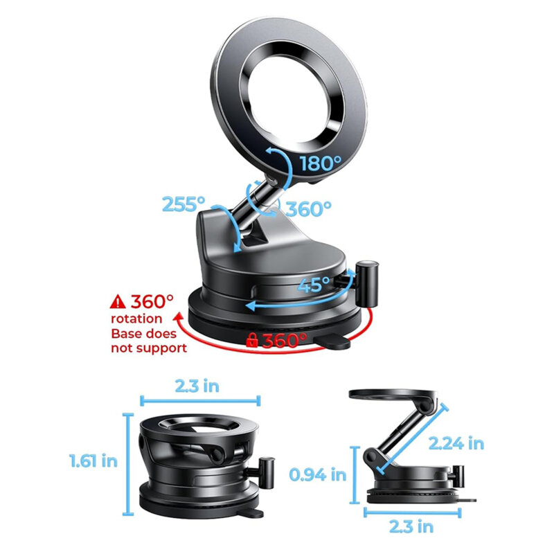 Suport auto de telefon cu magnet, pliabil Lisen, negru, A608
