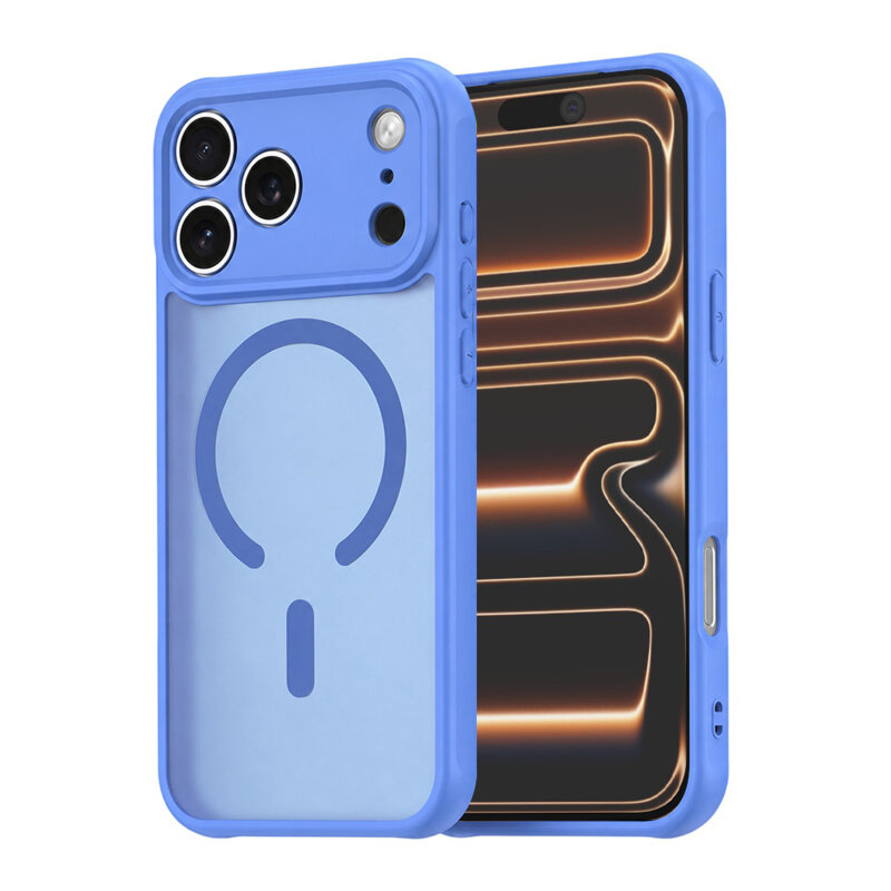 Husa iPhone 17 Pro Max Techsuit HaloFrost II MagSafe, albastru