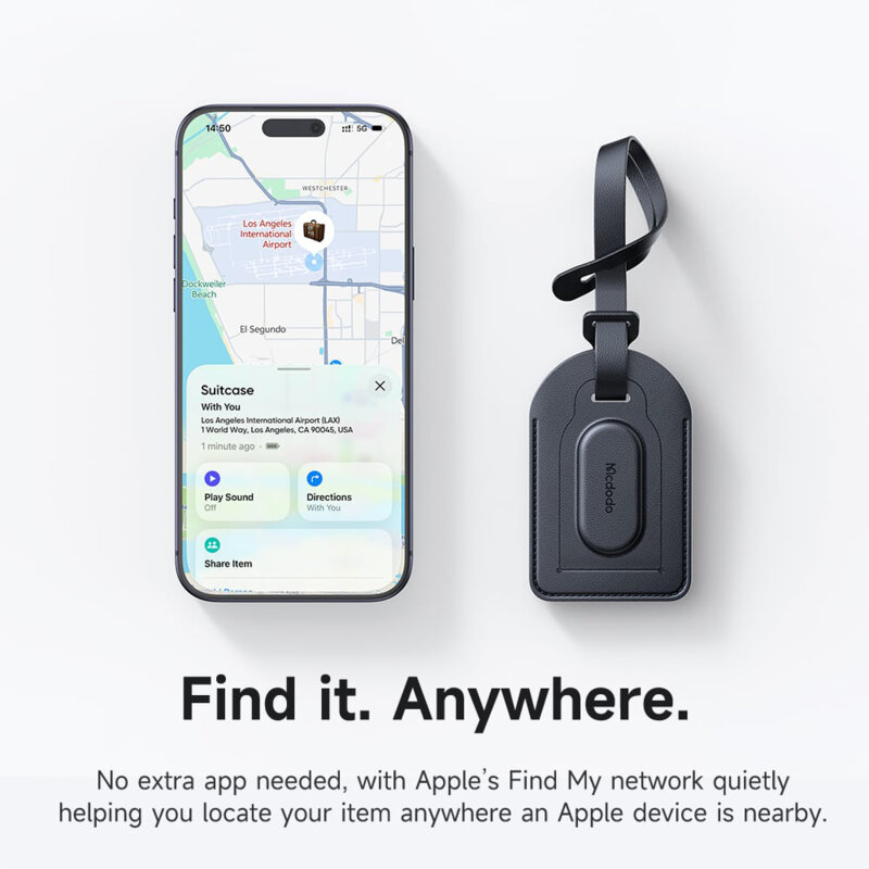 Localizator bagaj, pentru iOS, PU, 220mAh Mcdodo Napa Pro, negru