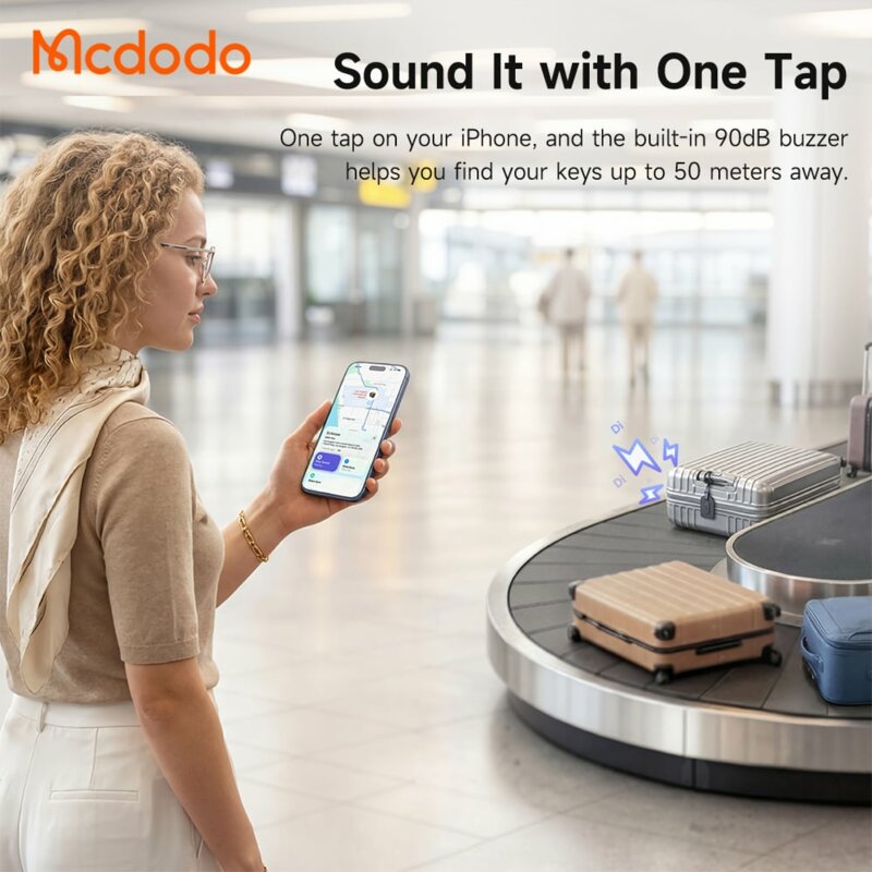 Localizator bagaj, pentru iOS, PU, 220mAh Mcdodo Napa Pro, negru
