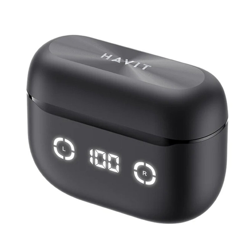 Casti wireless Bluetooth cu afisaj digital Havit TW984, negru