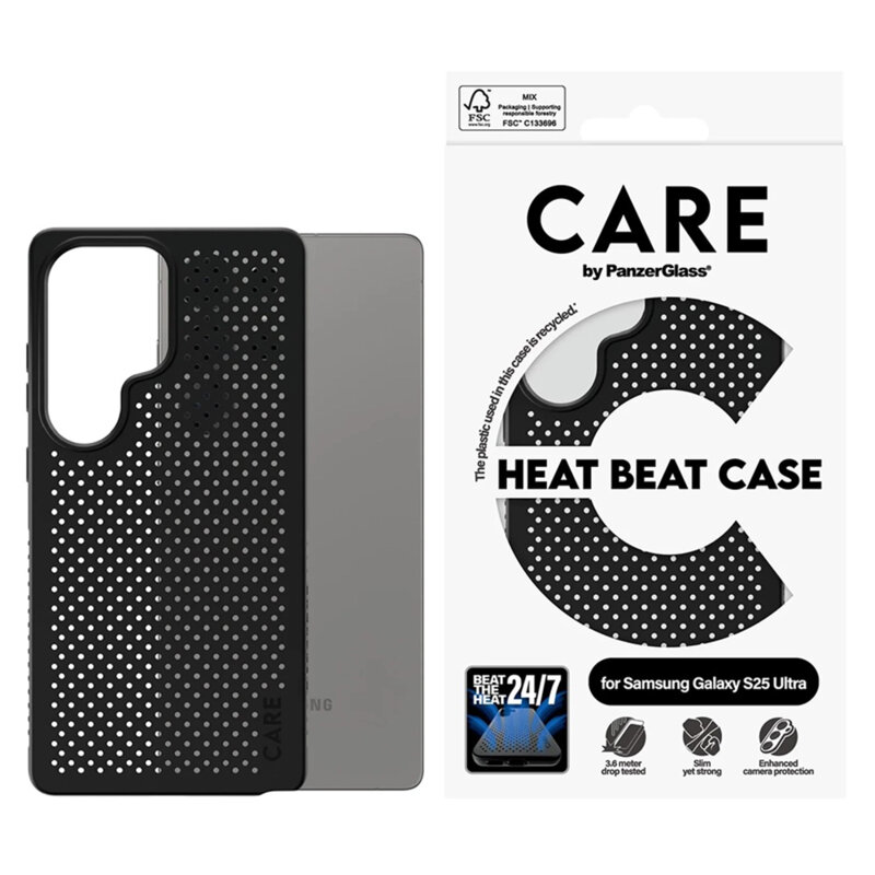 Husa Samsung Galaxy S25 Ultra PanzerGlass® CARE Feature Heat Beat, negru